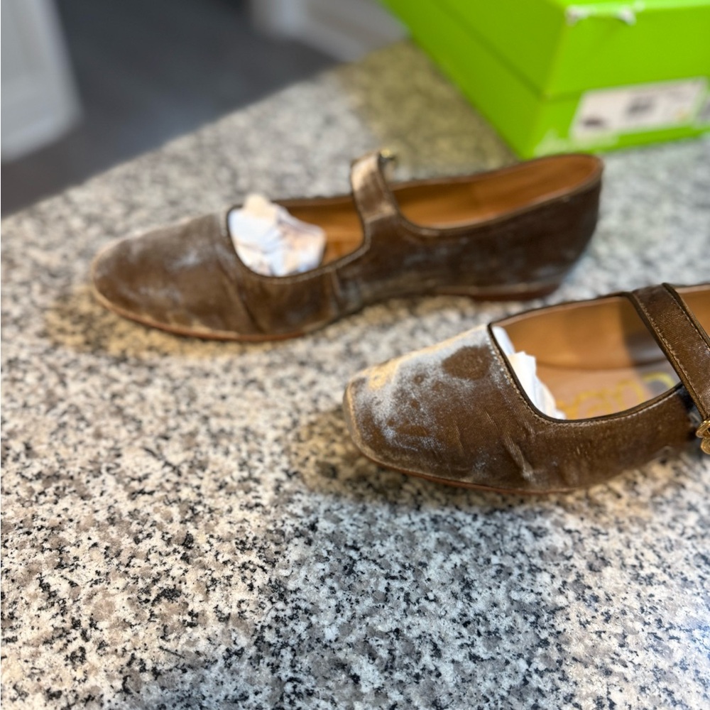 Michaela Velvet Mary Jane Flats Dark Silver Sage - Picture 9 of 10